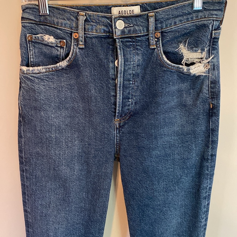 AGOLDE Riley High Rise Button Fly Distressed Jeans - Picture 6 of 13